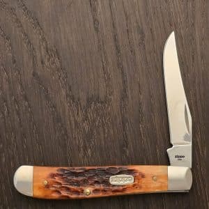 Case Zippo USA No 50568 Chestnut Bone Standard Jig Bld Mini Trapper SS