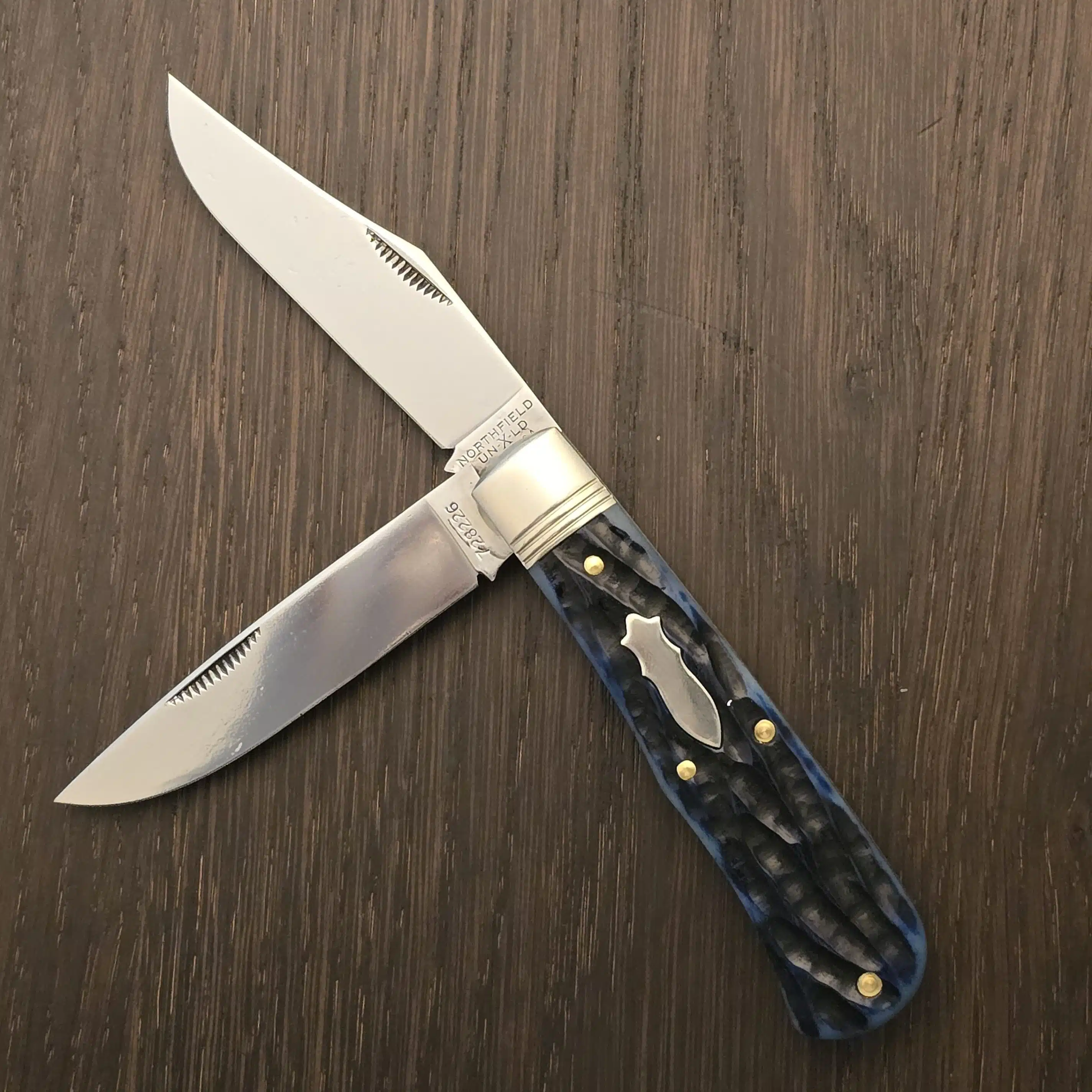 Great Eastern Cutlery #728226 French Creek Trapper in Continental Blue India Jigged Bone