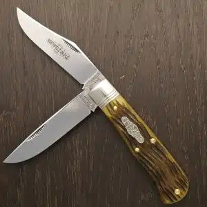 Great Eastern Cutlery #728226 French Creek Trapper Antique Yellow Jigged Bone