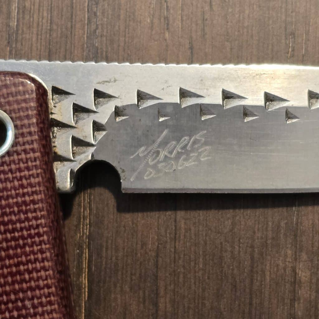 Michael Morris Knives Friction Folder - MKCG22 030622 Brown Micarta w/ high-carbon steel recycled from an American-made file Modified Wharncliffe – gallery image 3