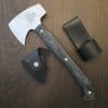 Joker "Nature" Hatchet in 80CRV2 and Black Micarta with Red Liners and Leather Sheath