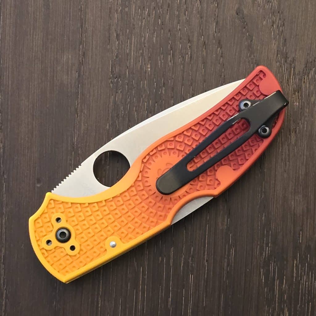 MODIFIED Spyderco Native 5 Salt Knife - Red Fade Rit Dye Handle - G10 and Magnacut KP-C41PYL5-1 (Knives Plus Custom) – gallery image 4