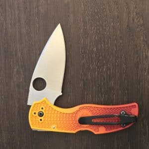 MODIFIED Spyderco Native 5 Salt Knife - Red Fade Rit Dye Handle - G10 and Magnacut KP-C41PYL5-1 (Knives Plus Custom)