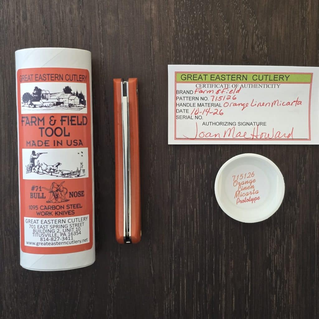 Great Eastern Cutlery #715126 Orange Linen Micarta PROTOTYPE – gallery image 2