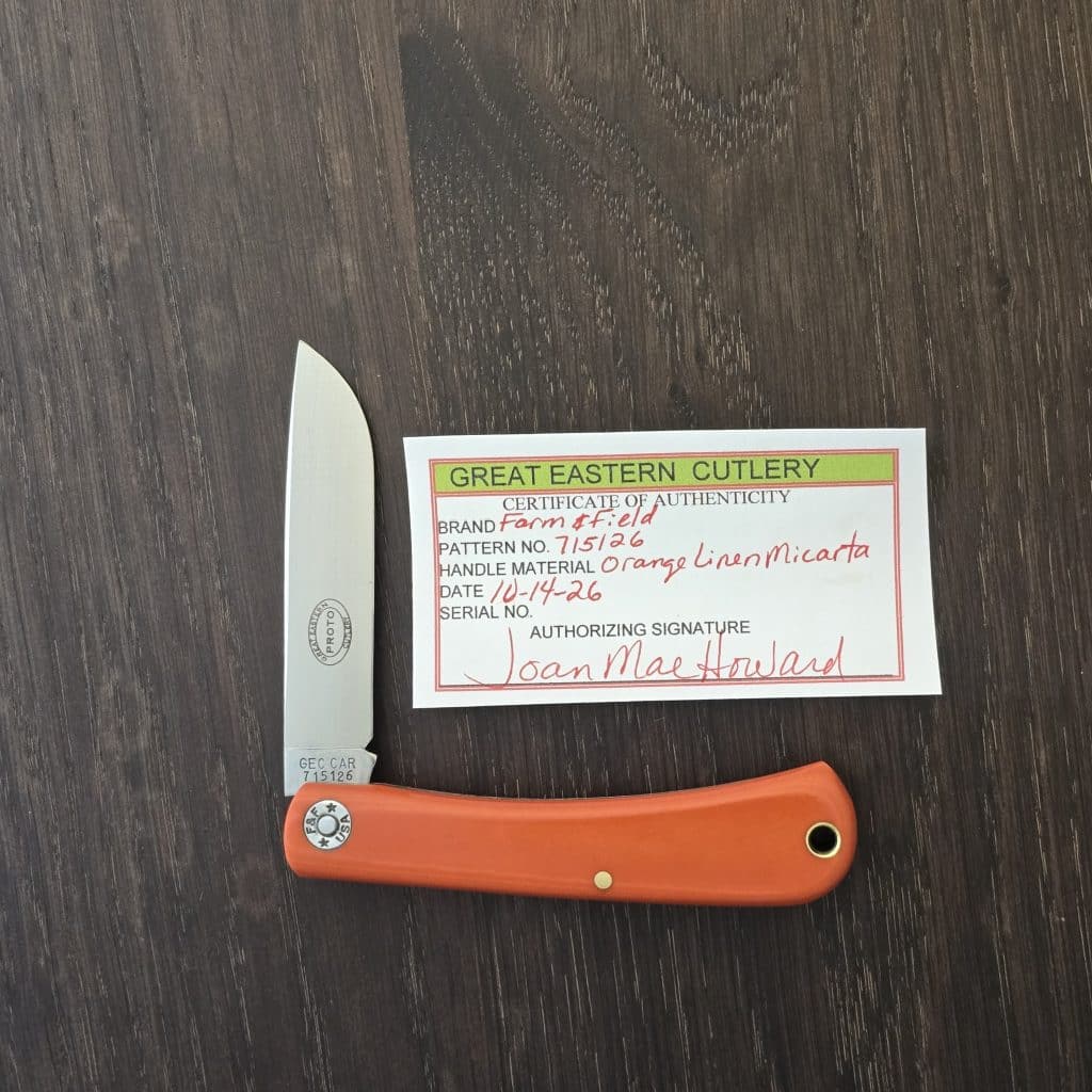 Great Eastern Cutlery #715126 Orange Linen Micarta PROTOTYPE – gallery image 4
