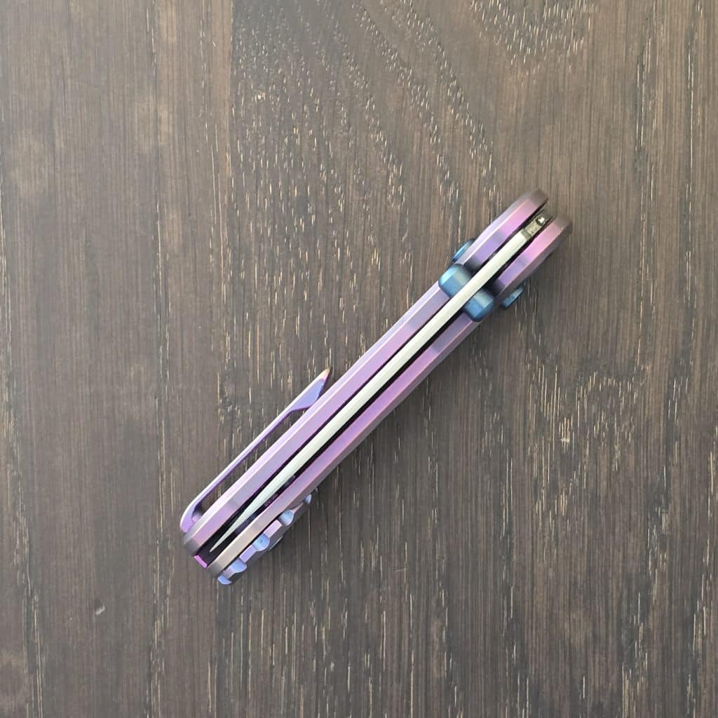 Hightron Knives Edge Play Purple 2.64in Plain Copper Damascus Sheepsfoot HT01PURP – gallery image 4