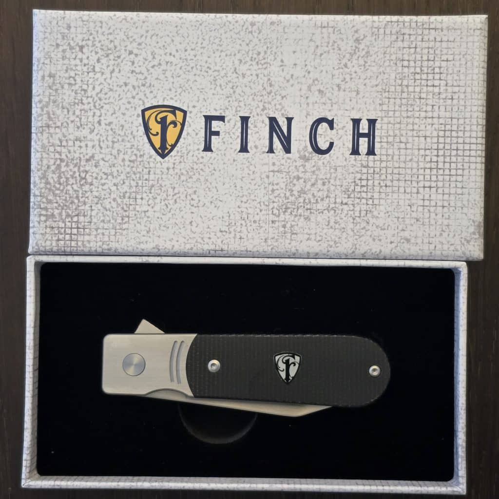Finch Knives Model 1929, Bark-Dark Gray & Brown Linen Micarta, MD408 – gallery image 4