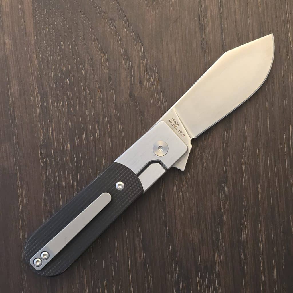 Finch Knives Model 1929, Bark-Dark Gray & Brown Linen Micarta, MD408 – gallery image 2